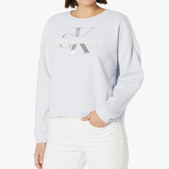 Calvin Klein Jeans Women’s Logo Sweatshirt – Light Blue – Size L – Crewneck – - Picture 1 of 7